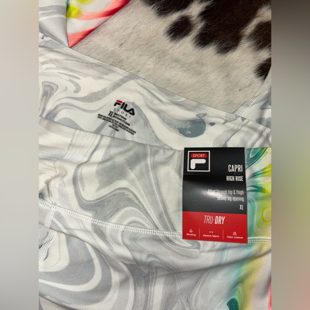 Fila Gray and Red Swirl Capri Leggings